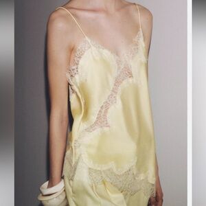 Zara Yellow Lace Trim Chemise